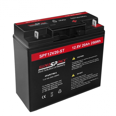 Spf12.8v 20ah lithium fer phosphate (lifepo4) batterie au lithium rechargeable 
