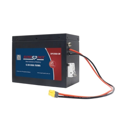 12.8V 60Ah lithium battery front view with M8 terminals