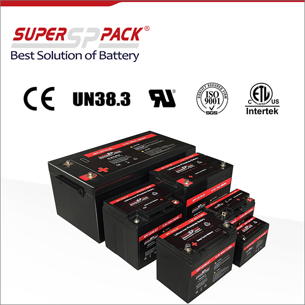 Série complète de 12 v batteries LiFePO4 sont UN38.3 approuvé